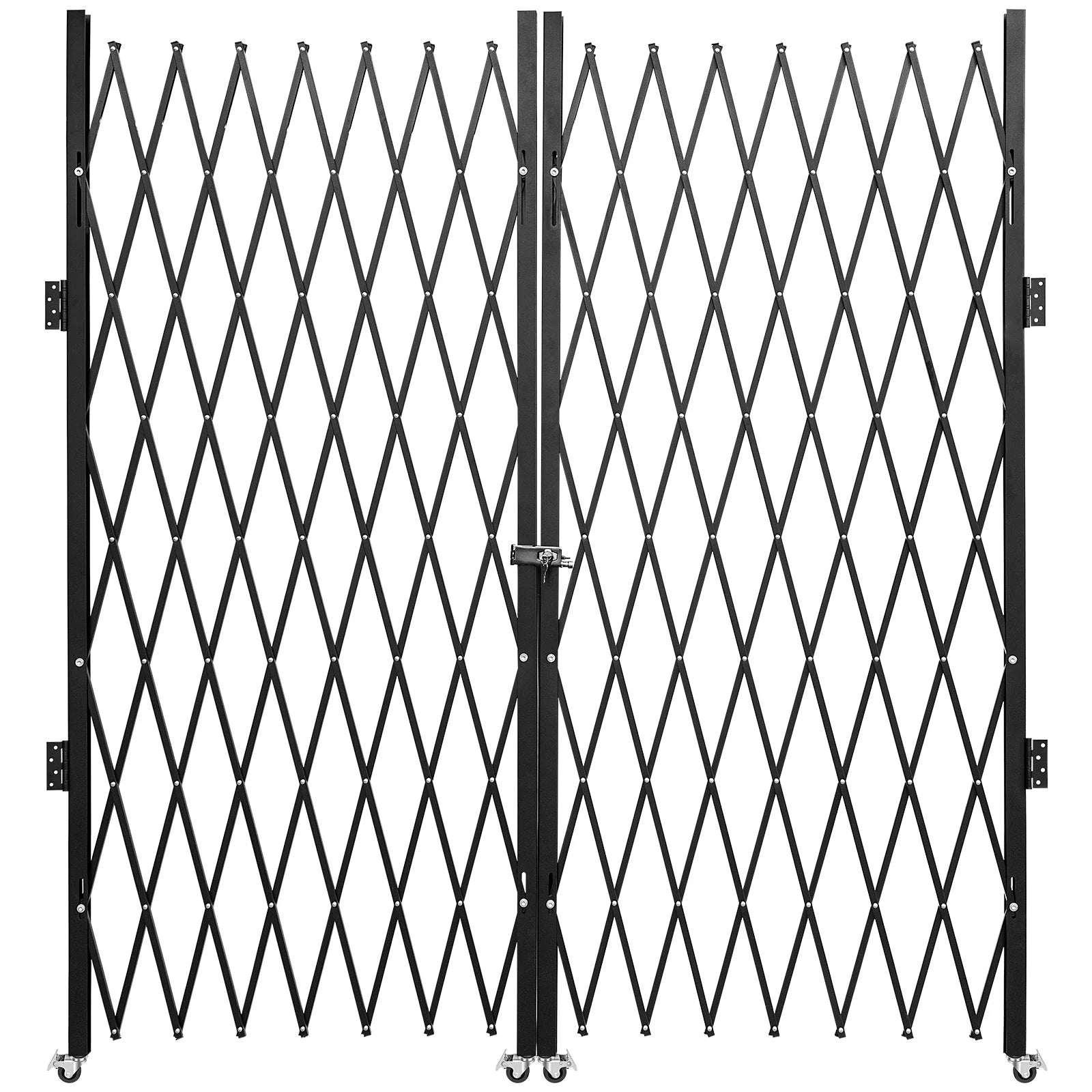 VEVOR Double Folding Security Gate, 7.1' H X 12.5' W Folding Door Gate, Steel Accordion Security Gate, Flexible Expanding Security Gate, 360¡Ã Rolling Barricade Gate, Scissor Gate or Door with Keys
