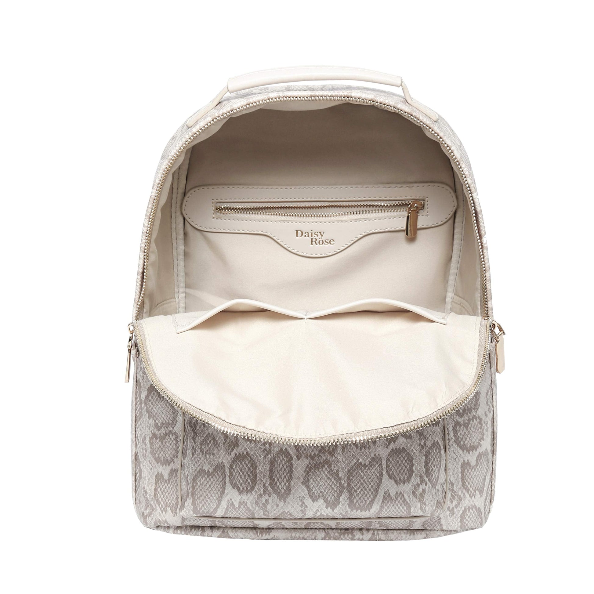 Backpack Bag Luxury PU Vegan Leather Cream Snake