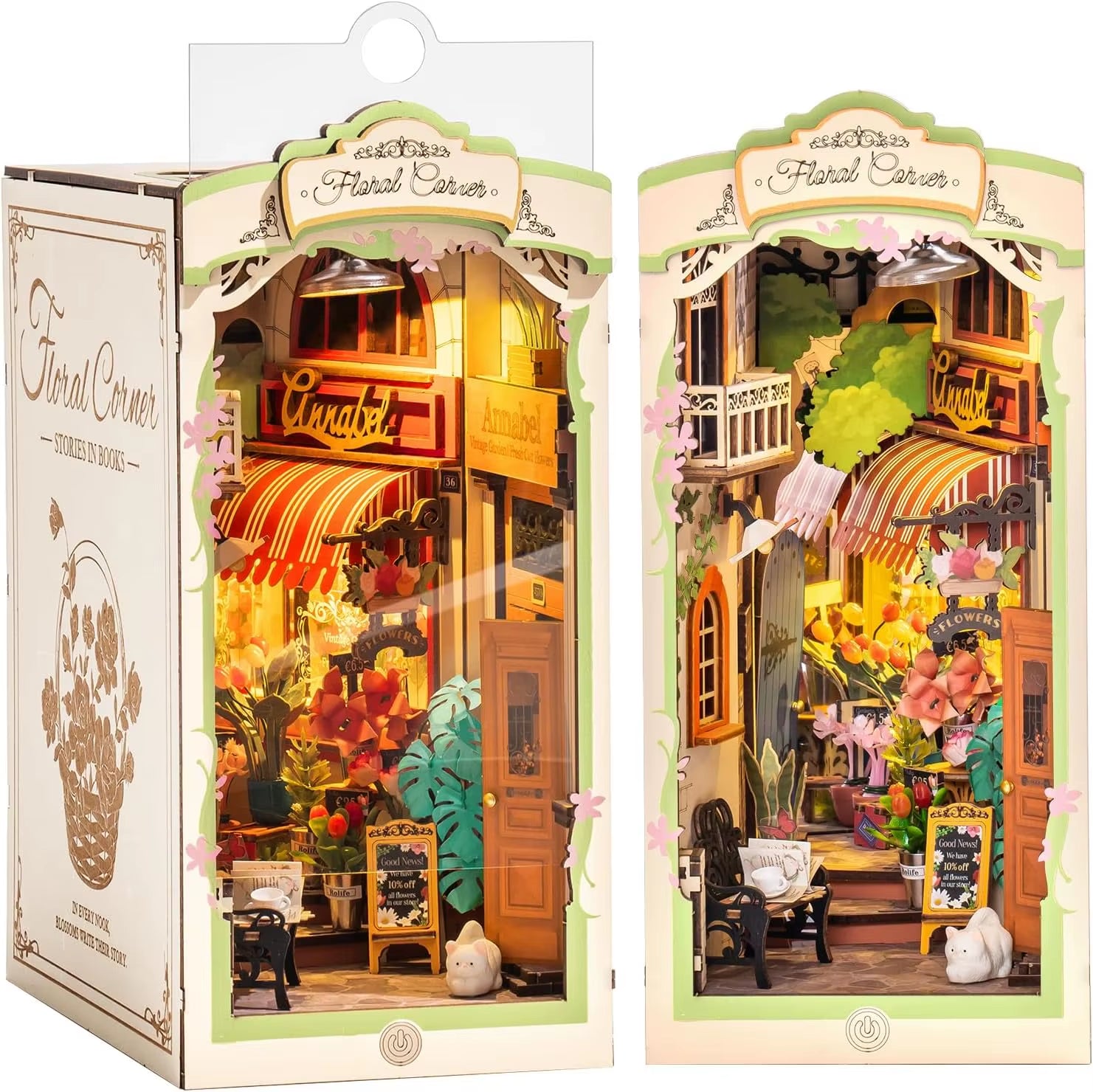Rolife DIY Book Nook Wooden Miniature Doll House for Bookshelf Insert Furniture
