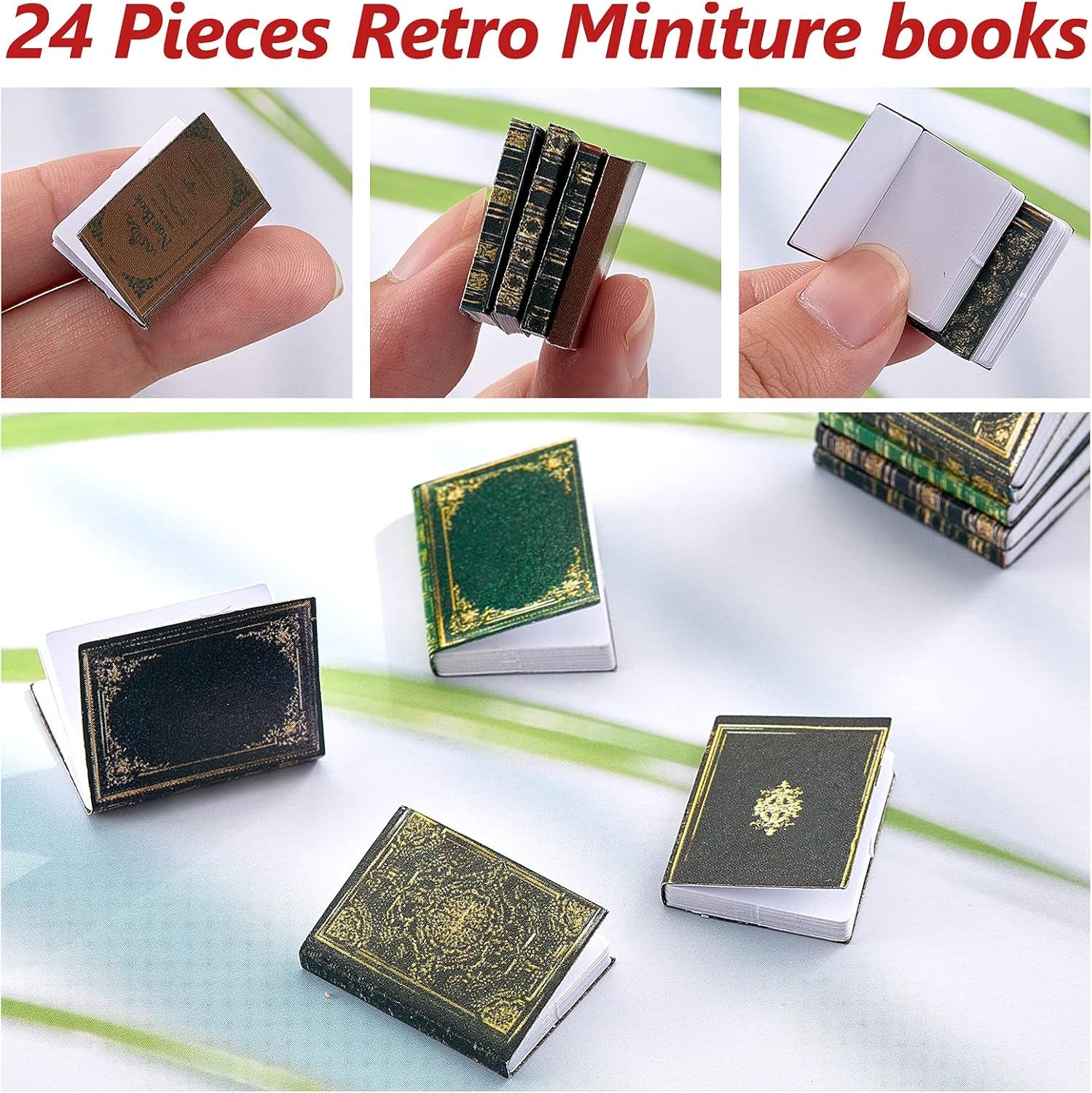 24 Pieces 1:12 Scale Miniatures Dollhouse Books Assorted Miniatures Dollhouse Accessories Small Books Decoration Accessories Doll Toy Supplies(Classic Style)