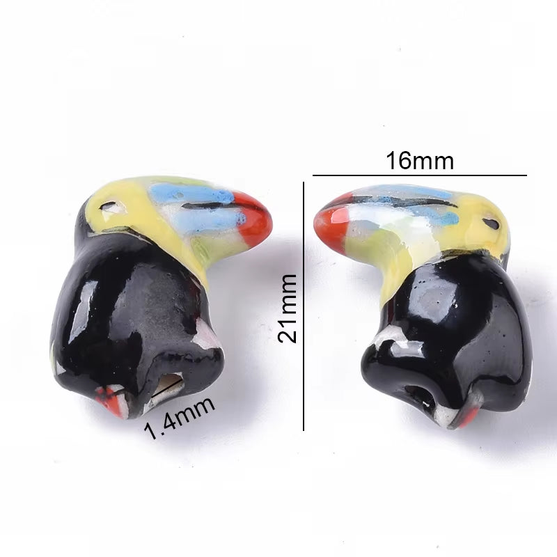 2-5PCS Handmade Porcelain Beads Famille Rose Style Monkey Camel for Jewelry Making Colorful Bead Ceramic Beads