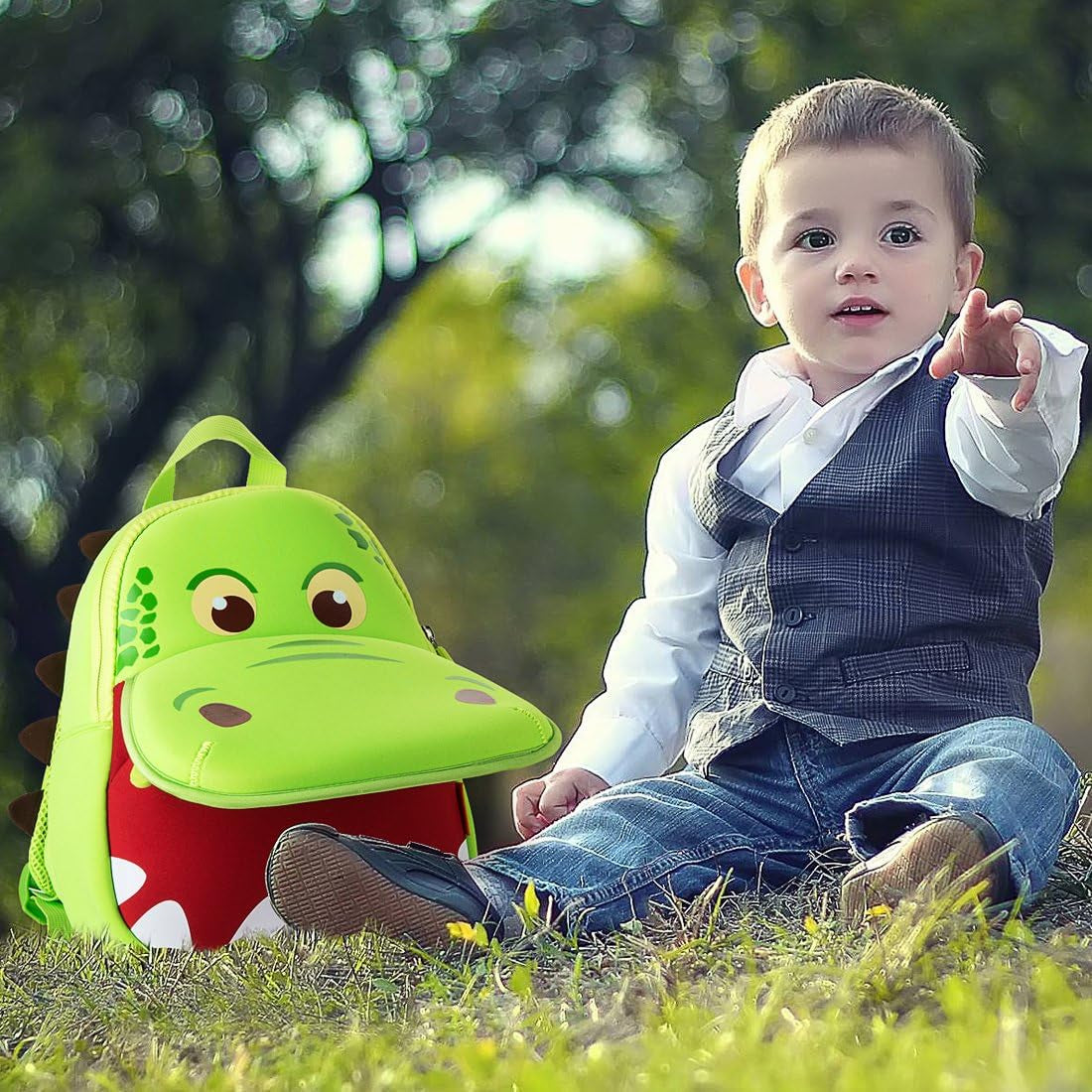 Dinosaur Hippo Kids Toddler Backpack for Boys Girls Lightweight Waterproof Preschool Travel Schoolbag for 2-7 Years
