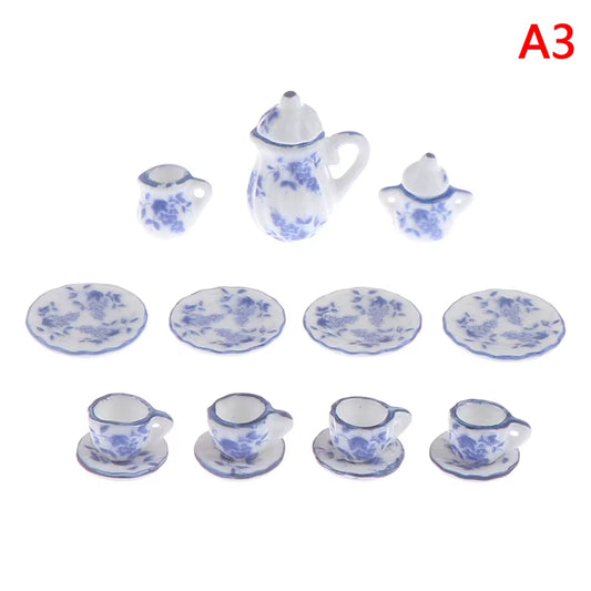 29 Styles Ceramic Cup Set Scale 1:12 Doll House Miniature Porcelain Tea Cup Set Tableware Kitchen Dollhouse Teapot DIY Toys