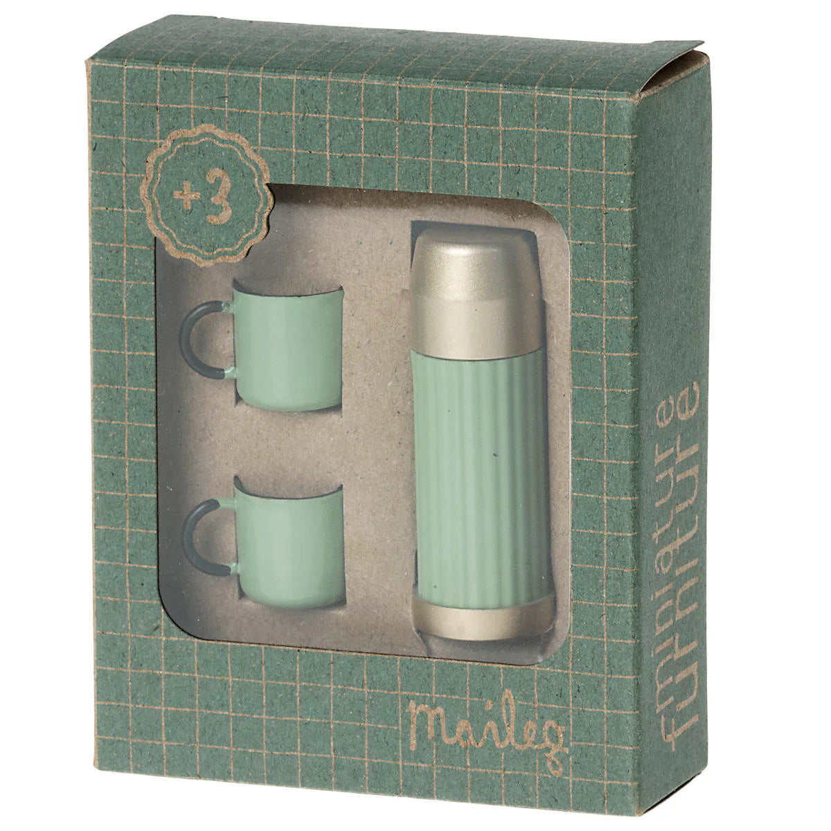 Doll House Miniature Thermos and Cups, Mint