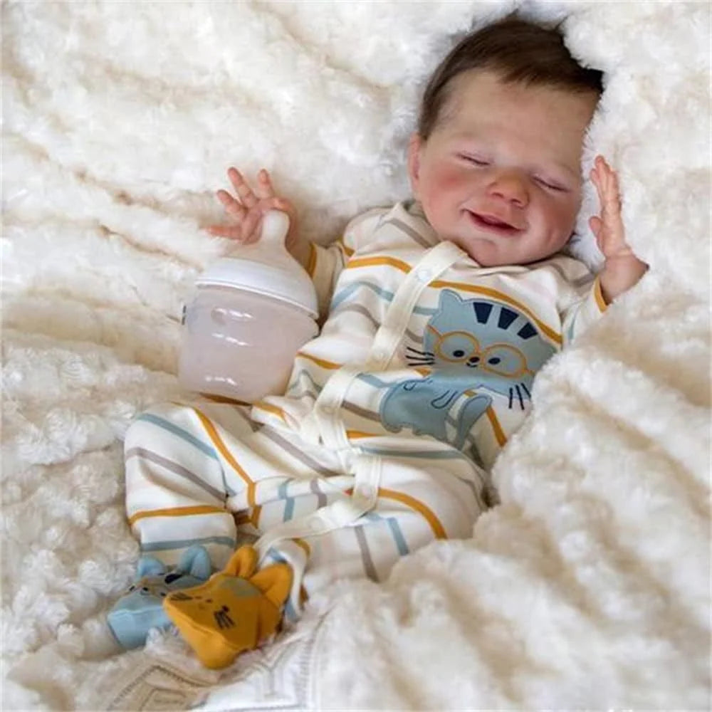 Reborn Baby Boy Dolls, Realistic Newborn Baby Dolls with Soft Vinyl Silicone Full Body, 18" Lifelike Baby Dolls for 3+ Year Old Kids