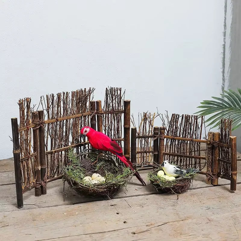 Doll House Mini Wooden Chicken House Mini Bonfire Miniature Manger Doll House Accessories Fairy Garden Yard Decoration