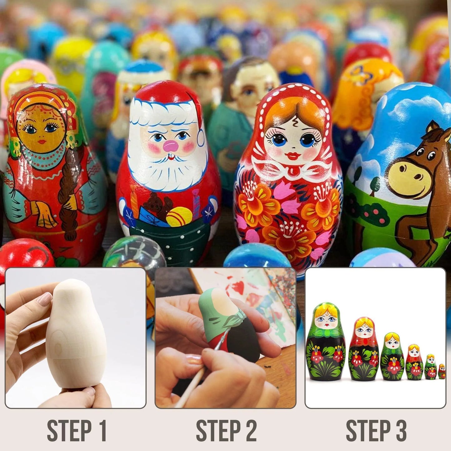 Blank Nesting Dolls Set 6 Pcs Unpainted Russian Nesting Dolls Matryoshka DIY