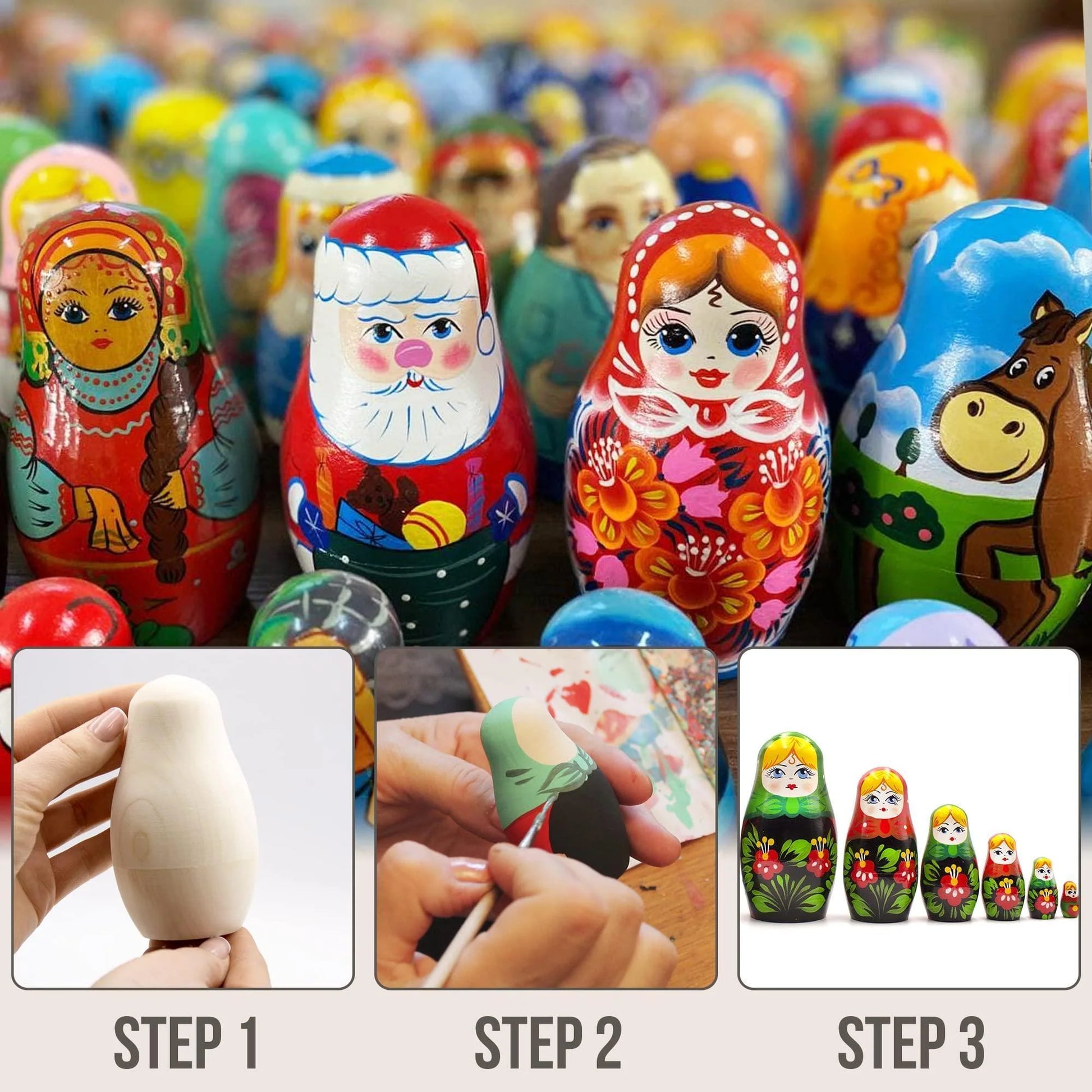Blank Nesting Dolls Set 6 Pcs Unpainted Russian Nesting Dolls Matryoshka DIY