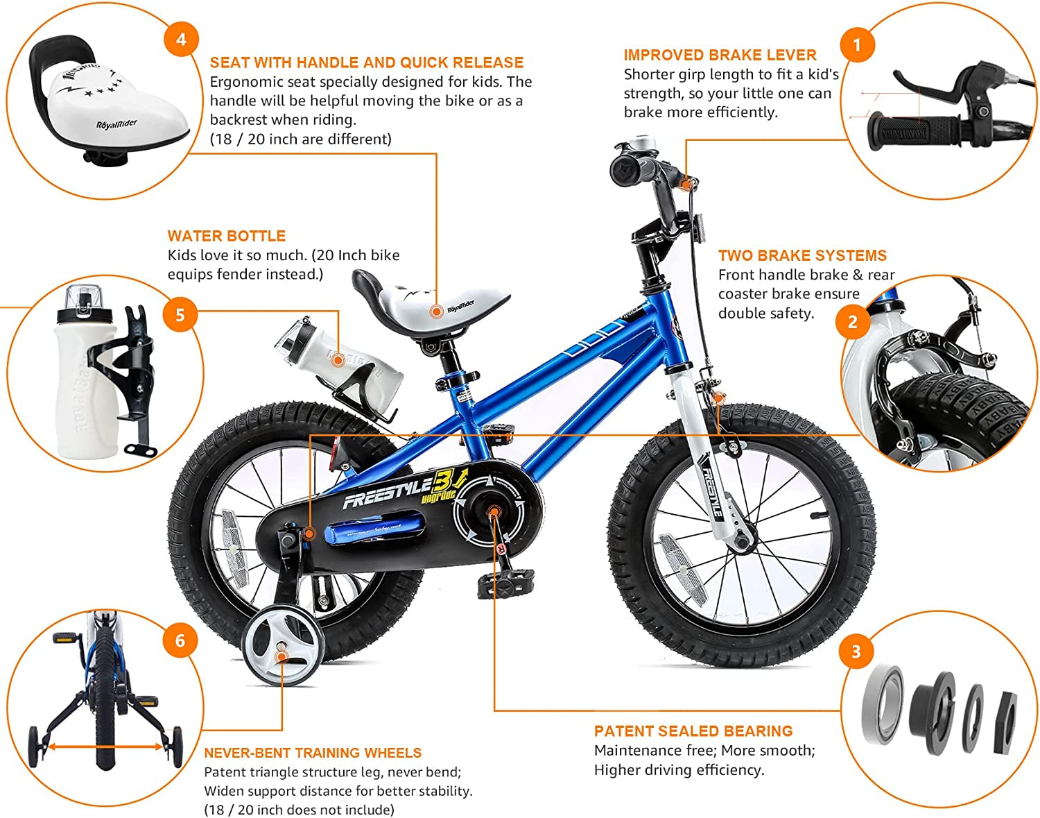 Kids Bike EZ Freestyle Training Free Balance to Pedal Easy Learning Bicycle, 12-18 Inch for Toddlers to Big Kids