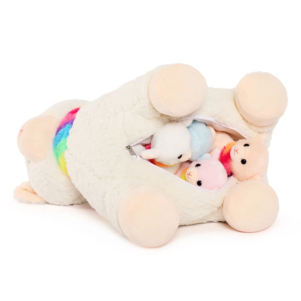 14.5" Sheep Stuffed Animal Mommy Sheep with 4 Baby Plush Toys