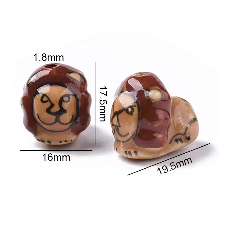 2-5PCS Handmade Porcelain Beads Famille Rose Style Monkey Camel for Jewelry Making Colorful Bead Ceramic Beads