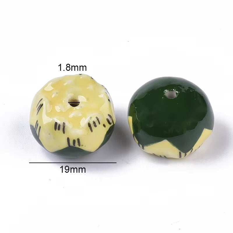 2-5PCS Handmade Porcelain Beads Famille Rose Style Monkey Camel for Jewelry Making Colorful Bead Ceramic Beads