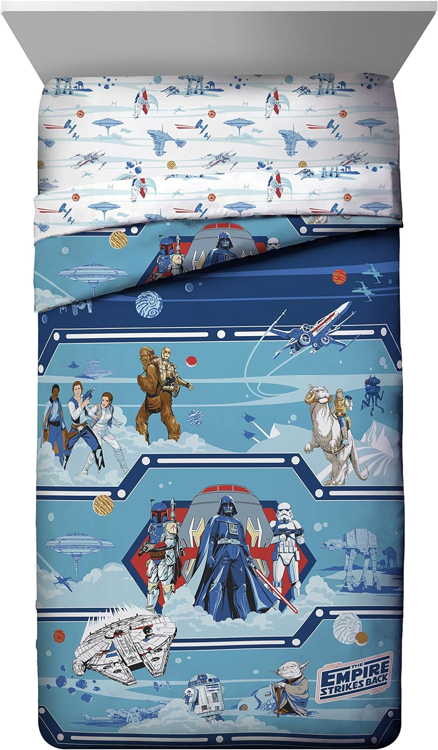 Star Wars Empire Strikes Back 4 Piece Full Bed Set - Includes Reversible Comforter & Sheet Set - Super Soft Fade Resistant Microfiber