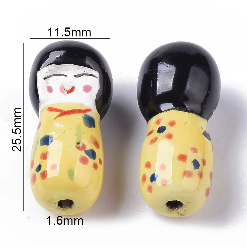 2-5PCS Handmade Porcelain Beads Famille Rose Style Monkey Camel for Jewelry Making Colorful Bead Ceramic Beads