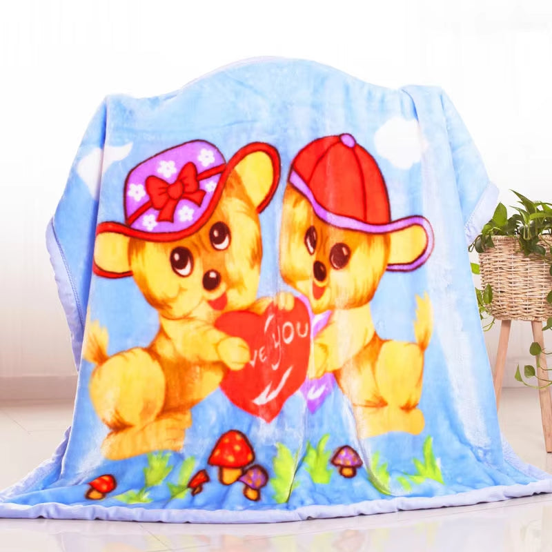 New Children'S Blanket for Newborn Baby Sleep Thicken Double Layer Baby Swaddle Comfortable Cartoon Bedding Blankets Quilts