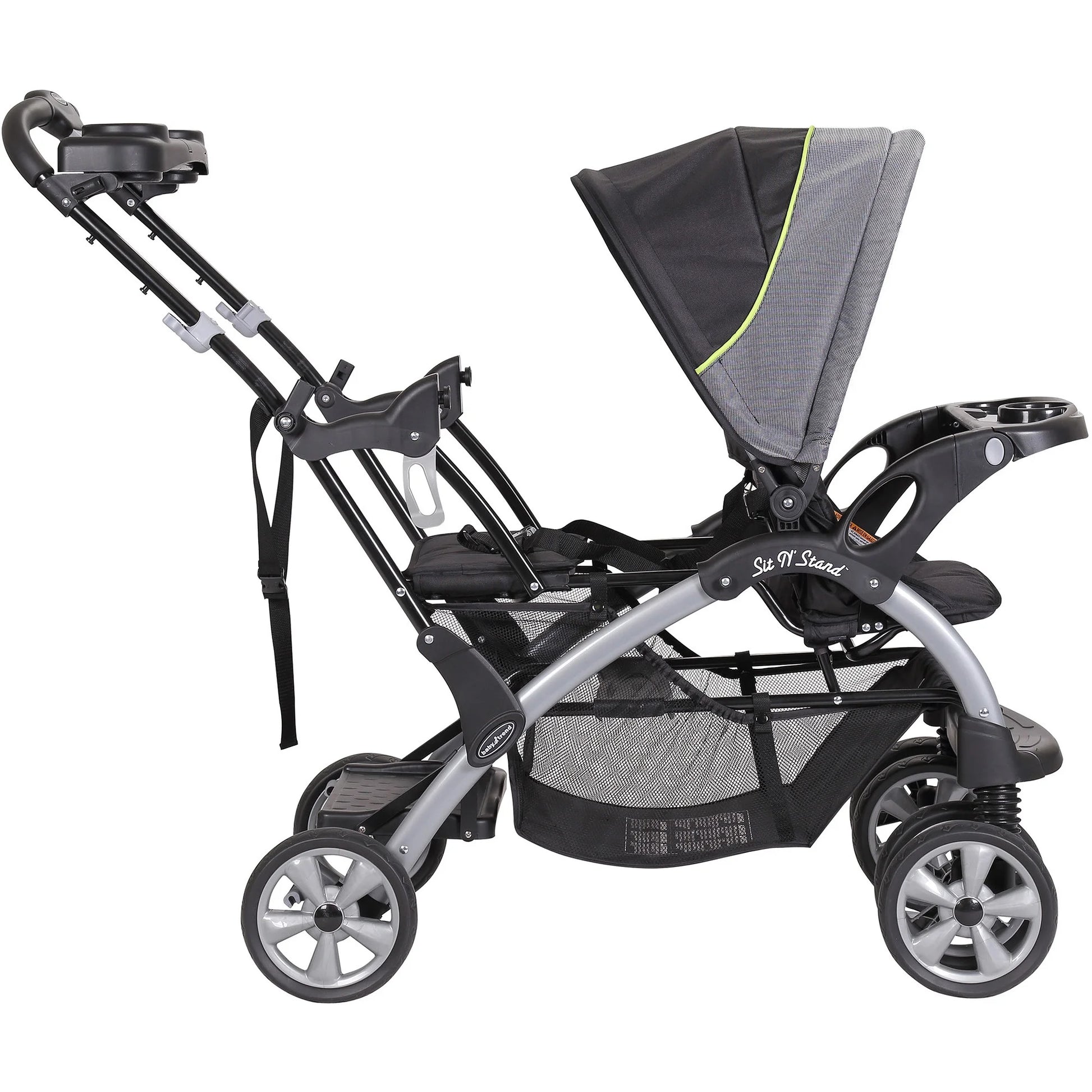 Sit N Stand Double Stroller , Solid Print Green