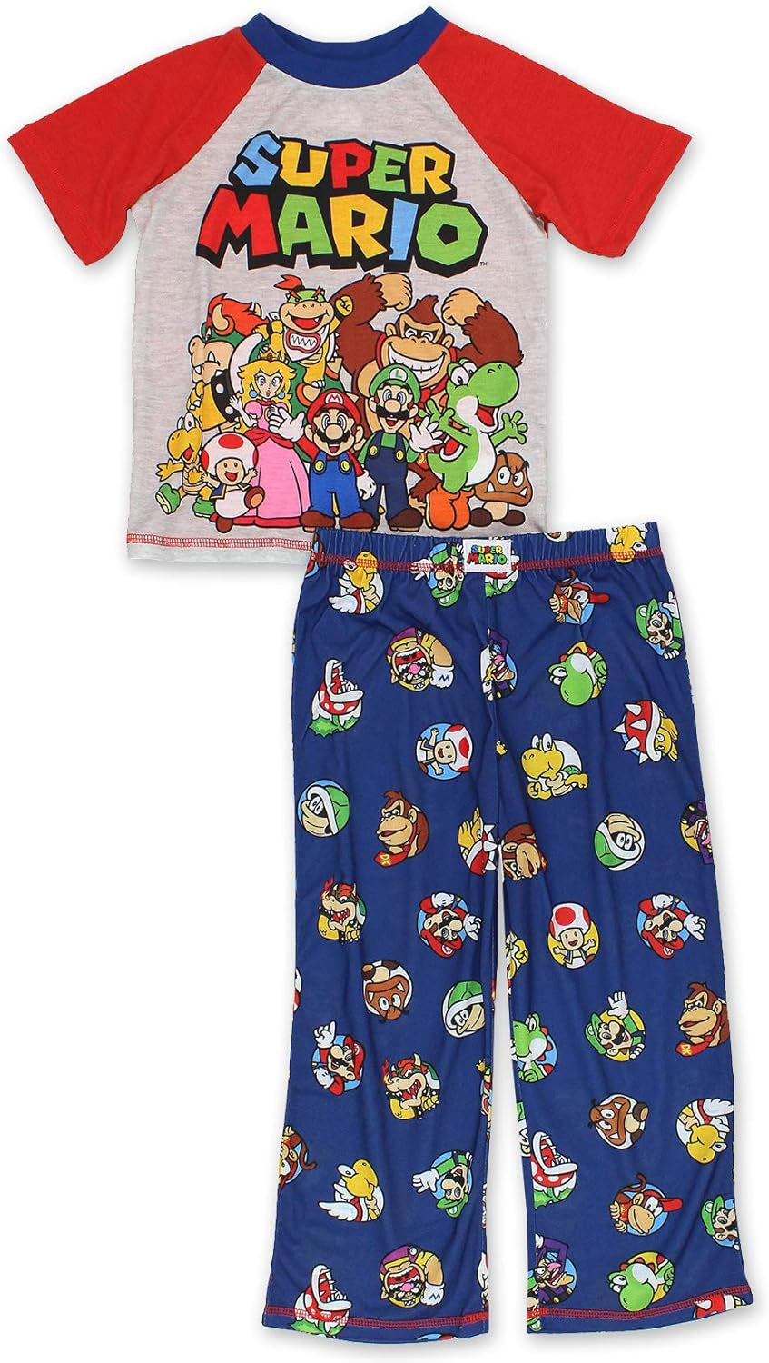 Super Mario Boys 2 Piece Shirt and Pants Pajamas Set (Little Kid/Big Kid)