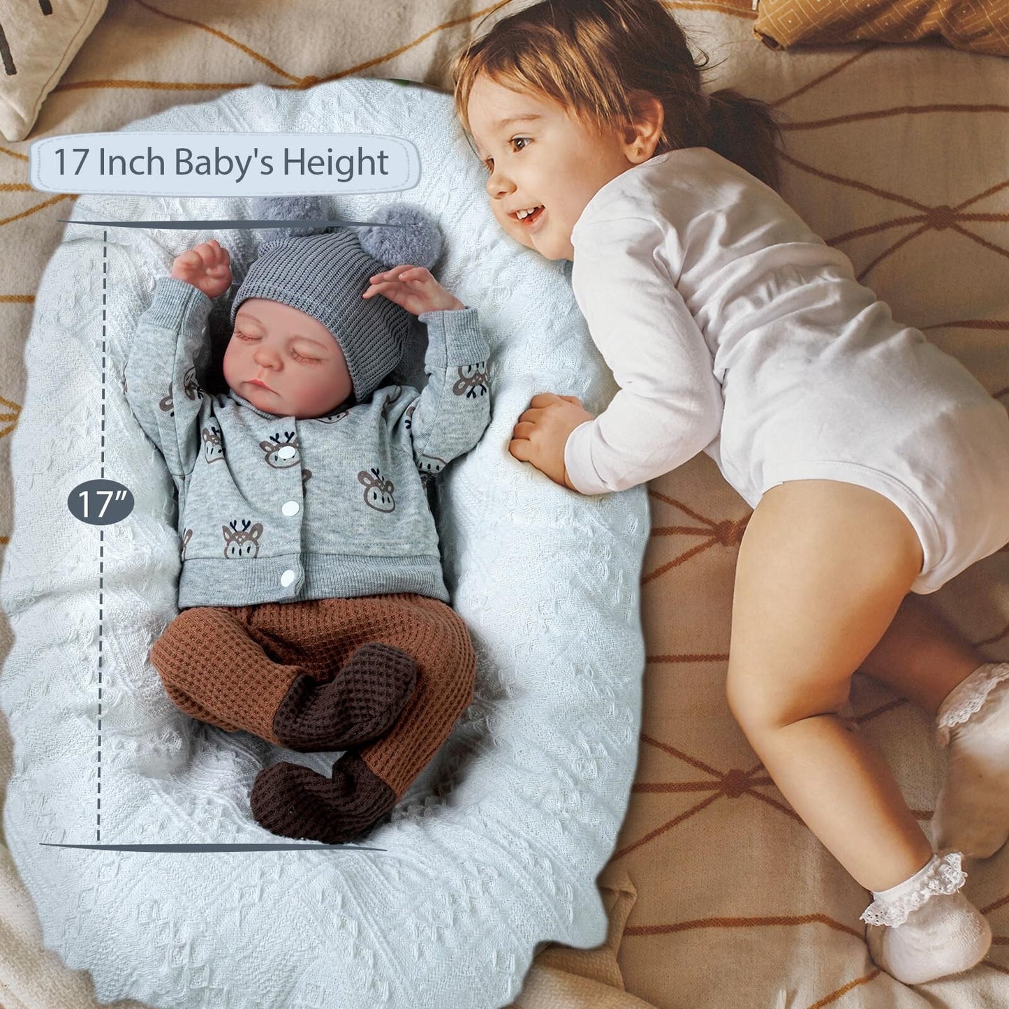 Lifelike Reborn Baby Dolls Boy - 17-Inch Soft Body Realistic-Newb