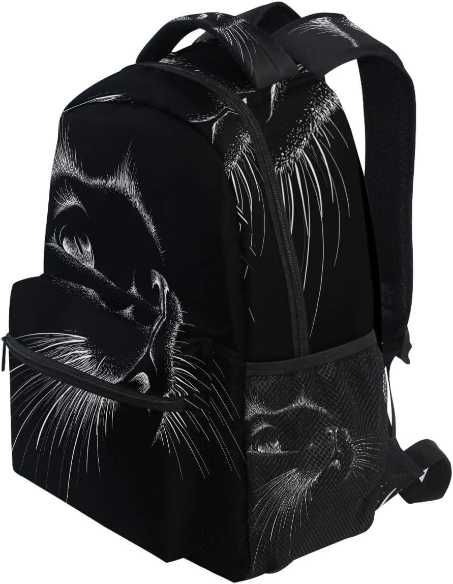 Cute Print Style Cat Black Art Kitten Animal Backpacks Bookbags Daypack Travel School College Bag for Women Girls Men Boys