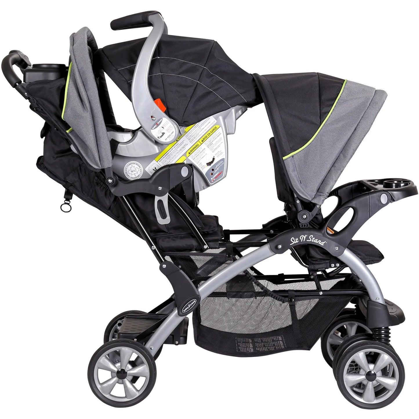 Sit N Stand Double Stroller , Solid Print Green