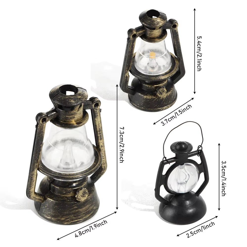 1:12 1:6 Scale Miniature Oil Lamp Dollhouse Accessories Mini Kerosene Lantern Doll House Decor Scene Ornaments Pretend Play