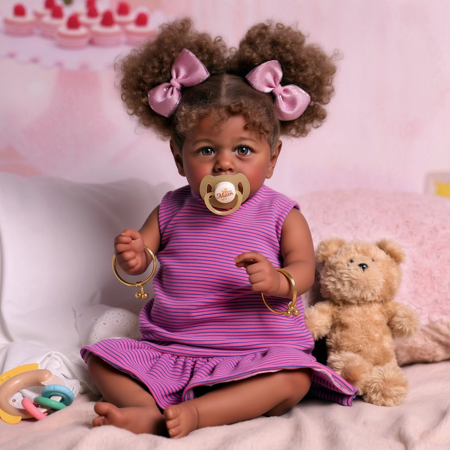 20 Inch Reborn Baby Dolls African American Black Lifelike Soft Body Realistic Newborn Baby Dolls Real Life Baby Dolls Gift for Kids Age 3+