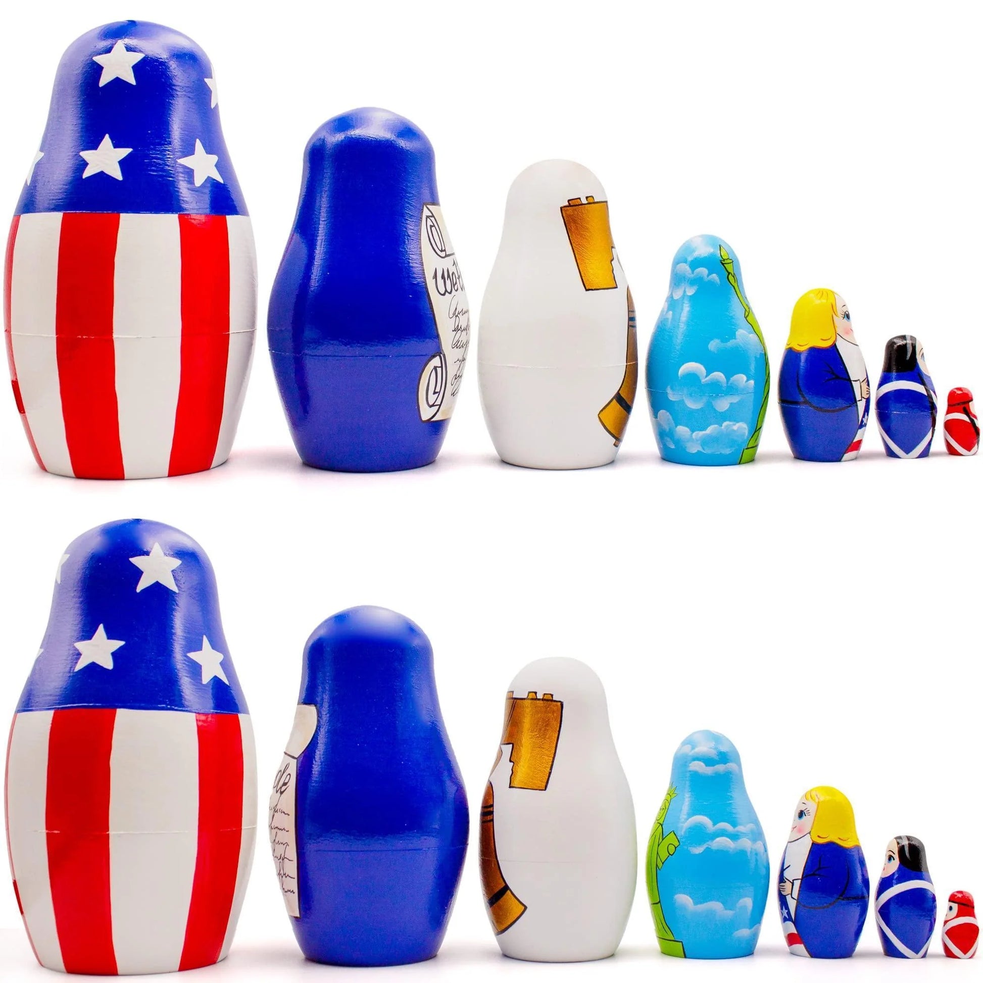 Independence Day Nesting Dolls Set 7 Pcs Russian Dolls with Symbols Of