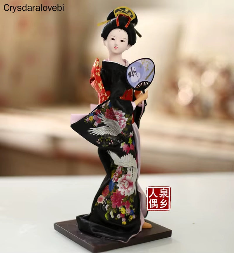 30Cm Kawaii Japanese Lovely Geisha Figurines Dolls with Beautiful Kimono New House Office Decoration Miniatures Birthday Gift