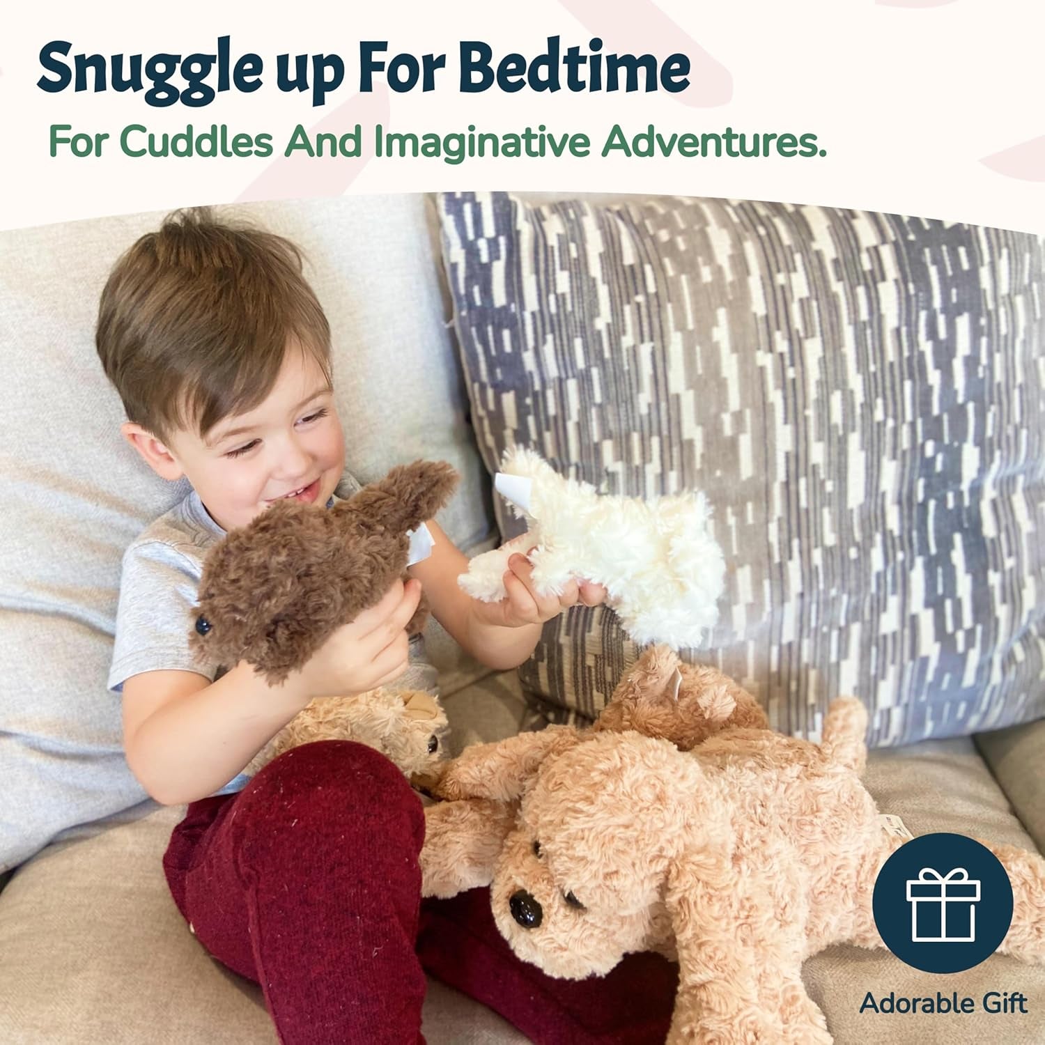 Adopt Me Dog Stuffed Animals for Girls Ages Three to Eight- Mommy Labradoodle with Four Puppies- Magical Dog Pillow Plushie - Enchanting Toy Dog Surprise for Imaginative Play