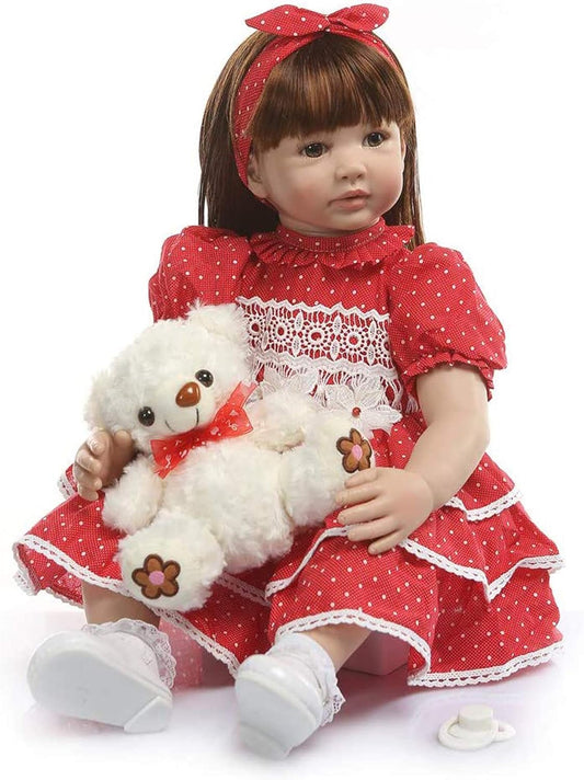Reborn Toddler Doll Girl 24 Inch 60 Cm Toddler Size Soft Body Reborn Baby Dolls Lifelike Dollhouse Doll Set for Children Teenages