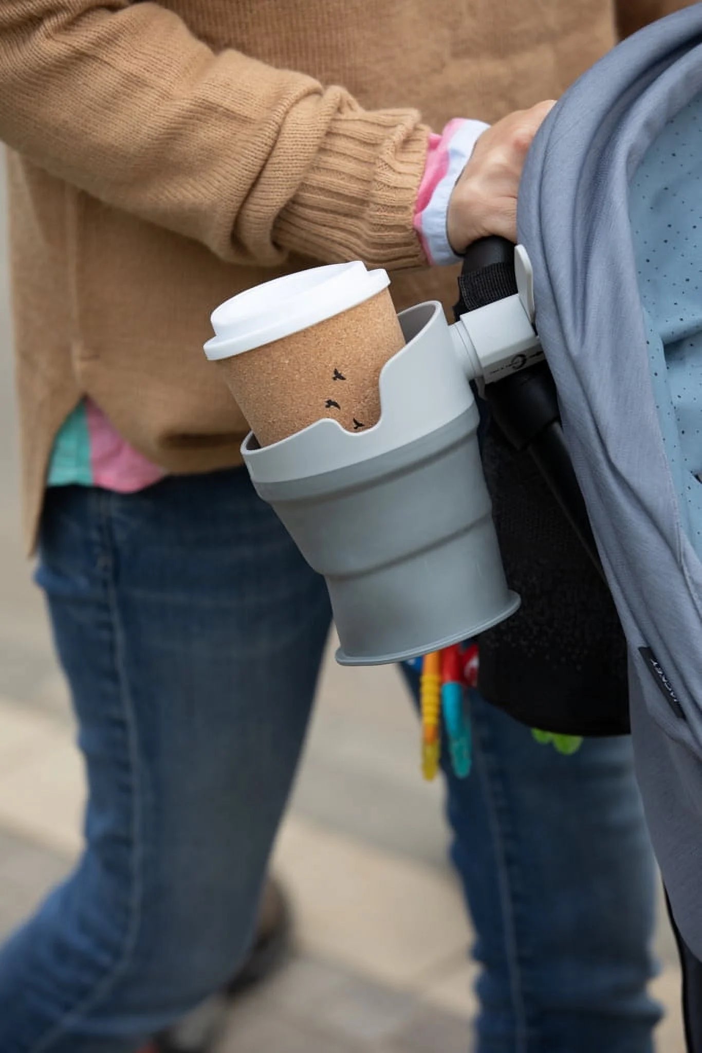 Collapsible Stroller Bottle and Cup Holder, Gray