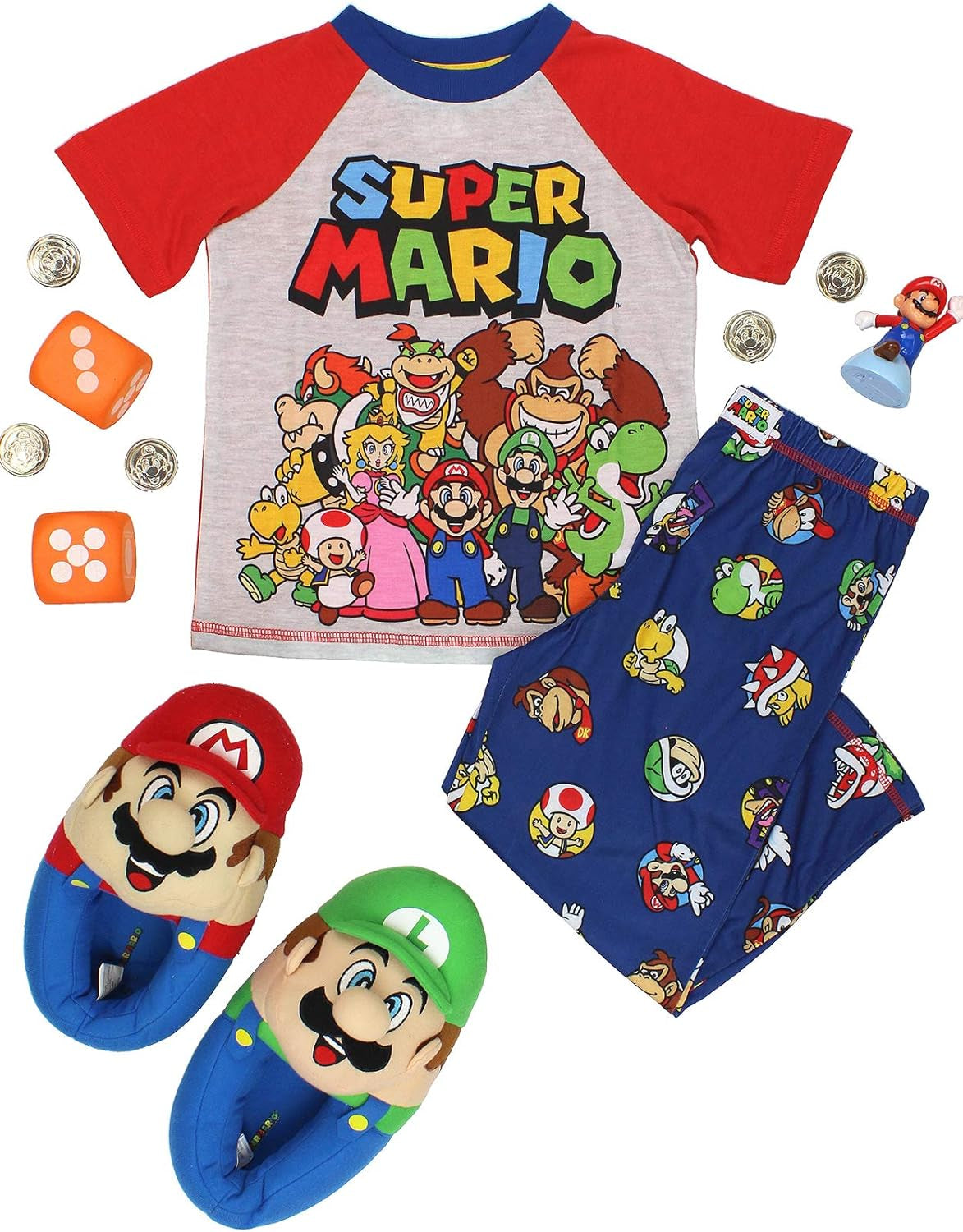 Super Mario Boys 2 Piece Shirt and Pants Pajamas Set (Little Kid/Big Kid)