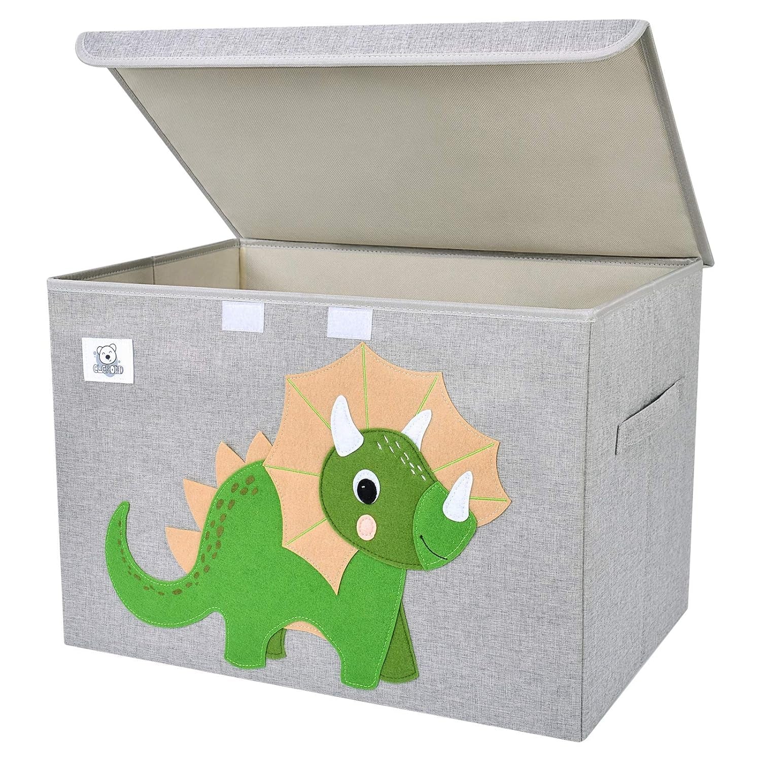 Foldable Large Kids Toy Chest with Flip-Top Lid, Collapsible Fabric Animal Toy Storage Organizer/Bin/Box/Basket/Trunk for Toddler, Children and Baby Nursery (Triceratops)