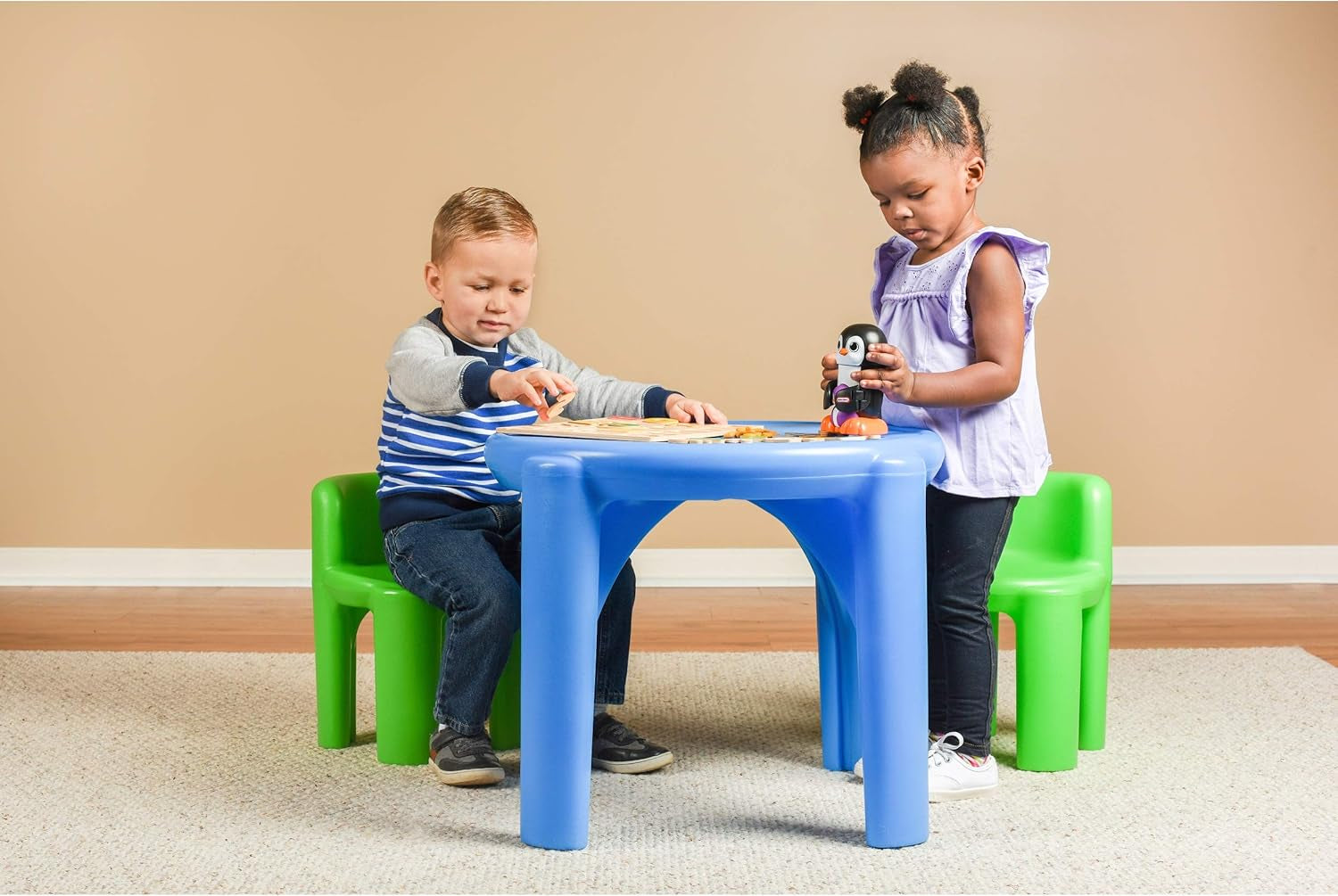 Bright 'N Bold Table & Chairs, Green/Blue, 24 X 24 X 18