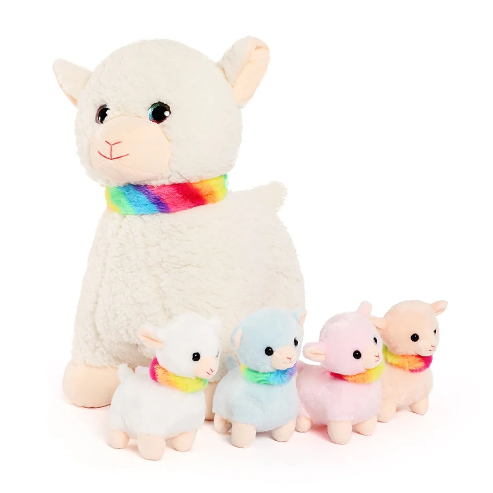 14.5" Sheep Stuffed Animal Mommy Sheep with 4 Baby Plush Toys