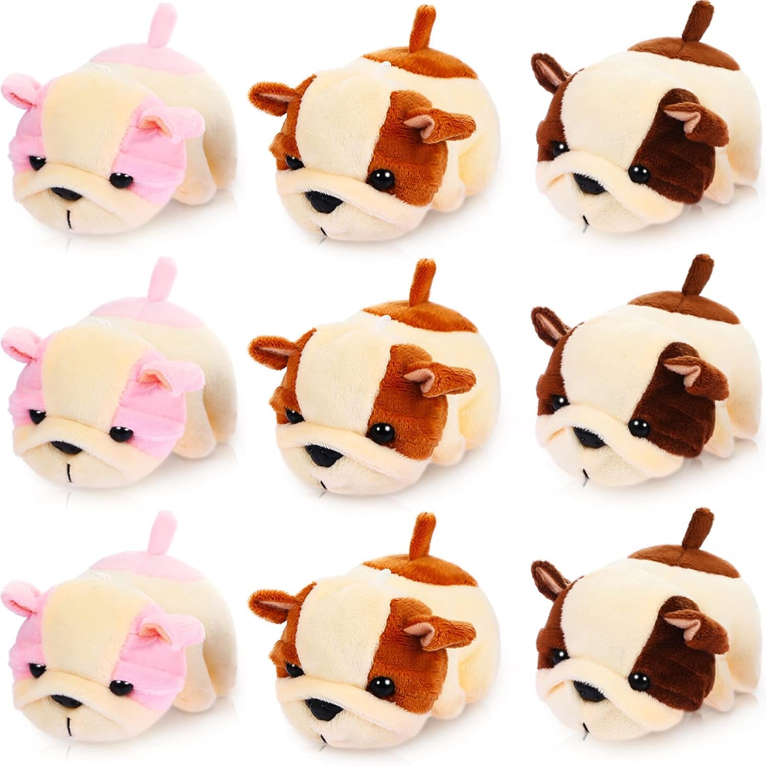 9 Pcs Mini Plush Dogs Bulk Puppy Stuffed Animals Small Cute Soft Puppies Toys Assorted for Easter Goodie Bag Fillers Baby Shower Birthday Party Favors Carnival Gift(Fluffy Puppy)