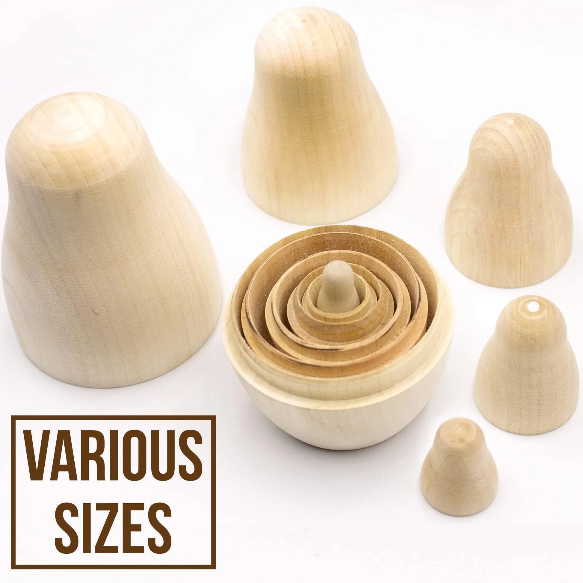 Blank Nesting Dolls Set 6 Pcs Unpainted Russian Nesting Dolls Matryoshka DIY