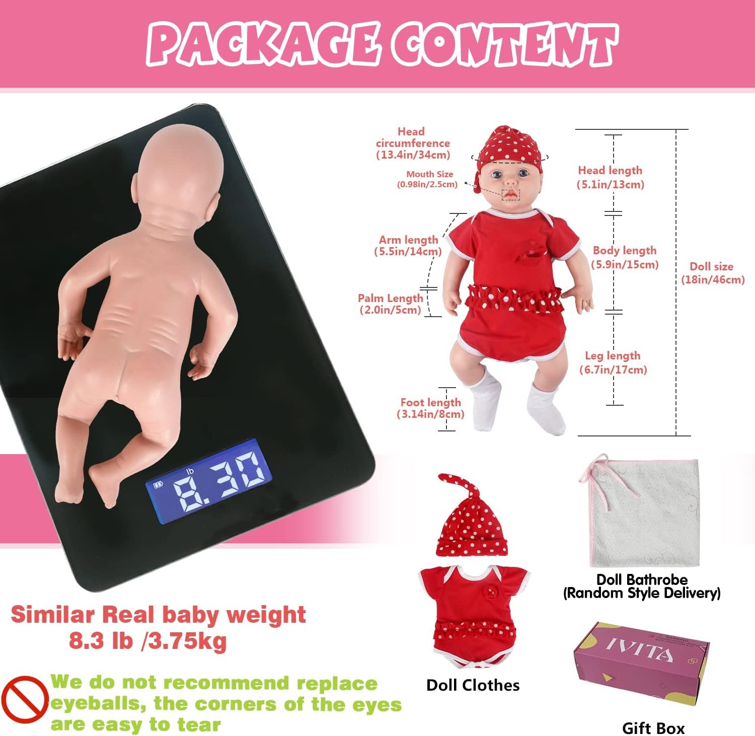 18 Inch Full Body Silicone Baby Dolls,Not Vinyl Dolls, Real Full Silicone Reborn Baby Dolls Newborn Baby Dolls - Girl
