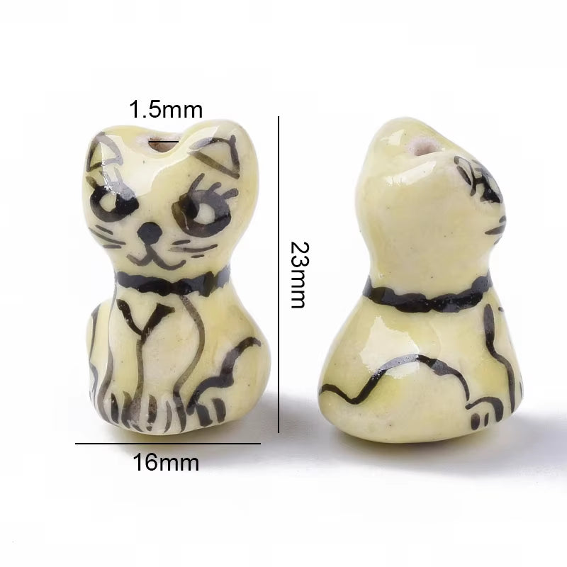 2-5PCS Handmade Porcelain Beads Famille Rose Style Monkey Camel for Jewelry Making Colorful Bead Ceramic Beads
