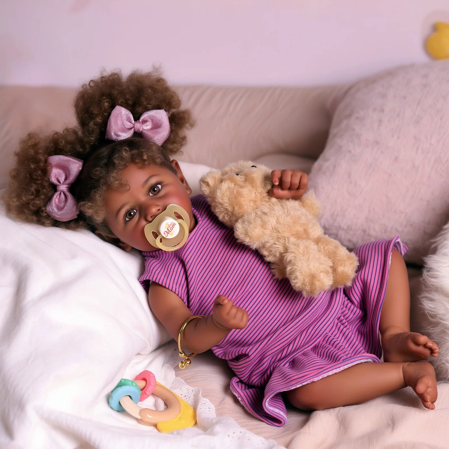 20 Inch Reborn Baby Dolls African American Black Lifelike Soft Body Realistic Newborn Baby Dolls Real Life Baby Dolls Gift for Kids Age 3+