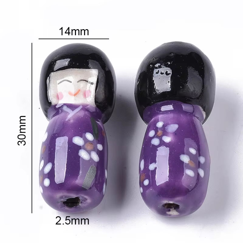 2-5PCS Handmade Porcelain Beads Famille Rose Style Monkey Camel for Jewelry Making Colorful Bead Ceramic Beads