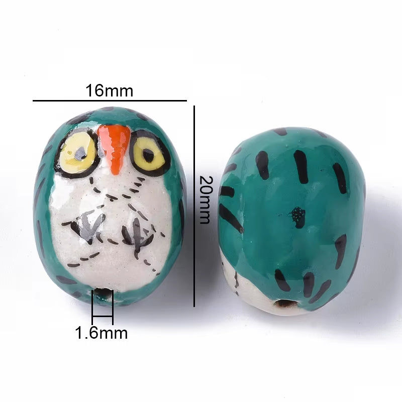 2-5PCS Handmade Porcelain Beads Famille Rose Style Monkey Camel for Jewelry Making Colorful Bead Ceramic Beads