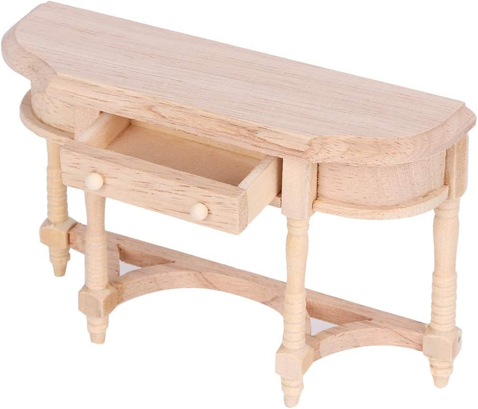 Mini Wooden Dollhouse Accessories, 1:12 Scale Miniatures Dollhouse Furniture for DIY Dollhouse Living Room Mini Toy Wood Table with Drawer Bookcase for Bedroom Simulated Accessory