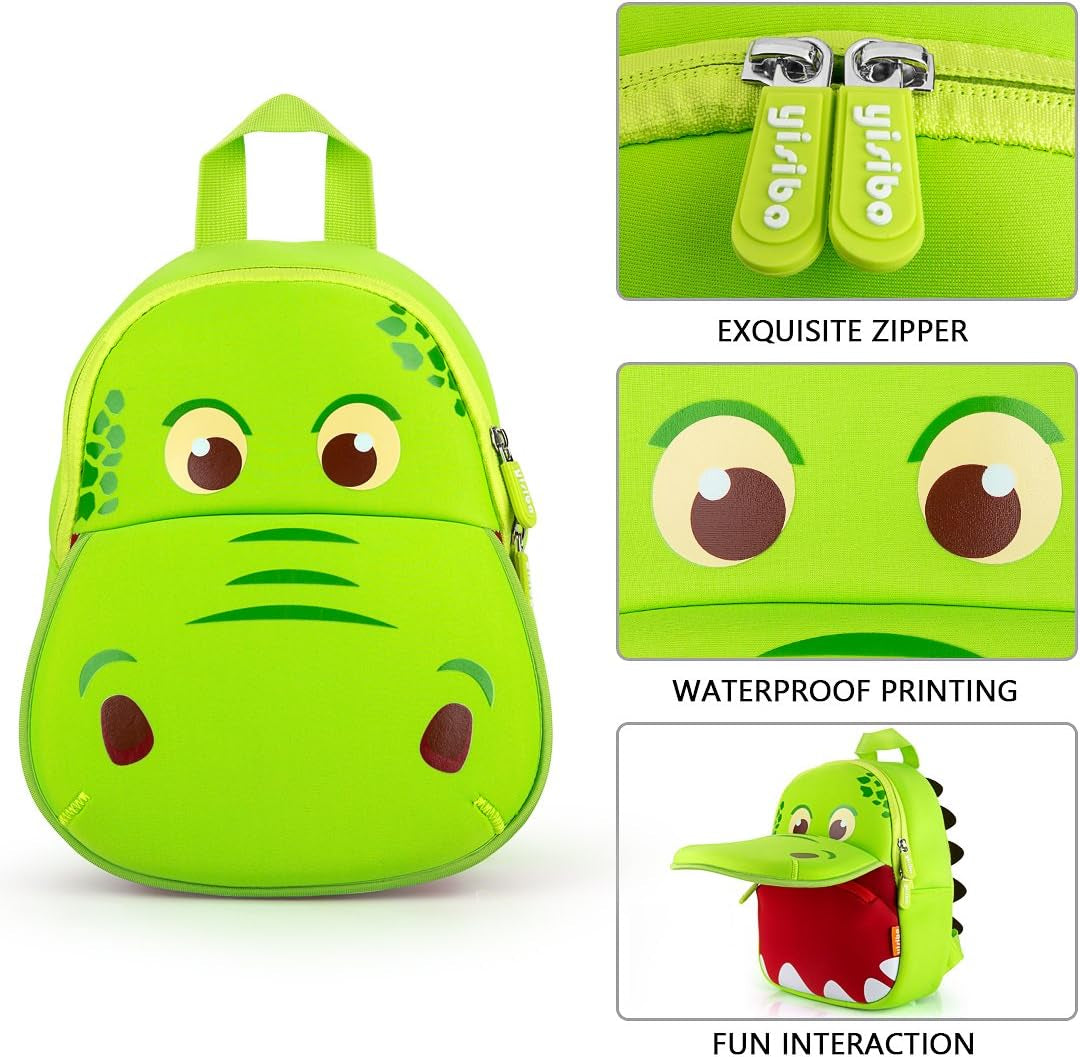 Dinosaur Hippo Kids Toddler Backpack for Boys Girls Lightweight Waterproof Preschool Travel Schoolbag for 2-7 Years