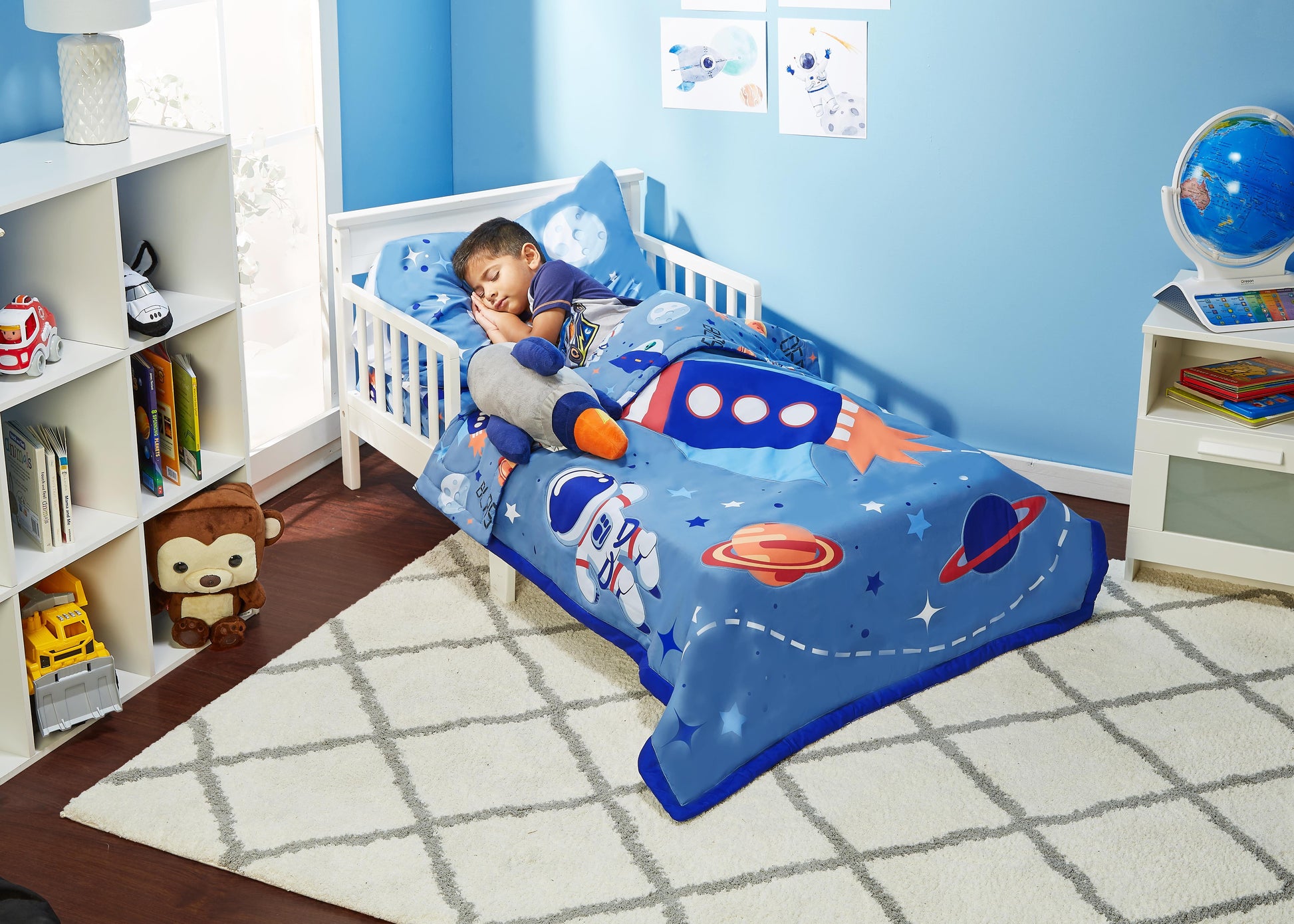 4 Piece Bedding Sets, Toddler Bed with Comforter, Top Flat Sheet, Fitted Bottom Sheet, Pillowcase