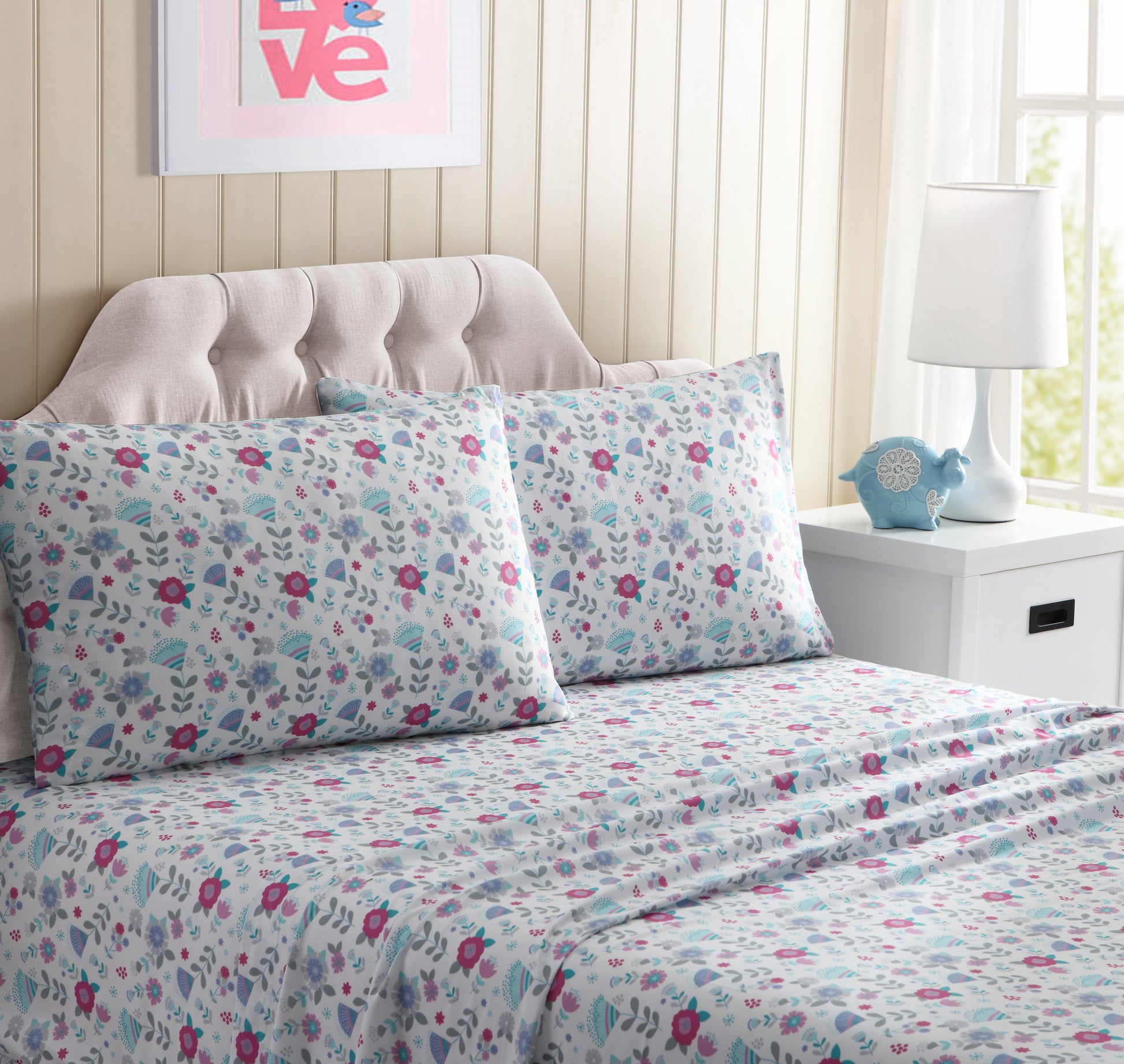 Kute Kids 4-Piece Ultra Soft Maria Multicolor Microfiber Woven Sheet Set, Queen