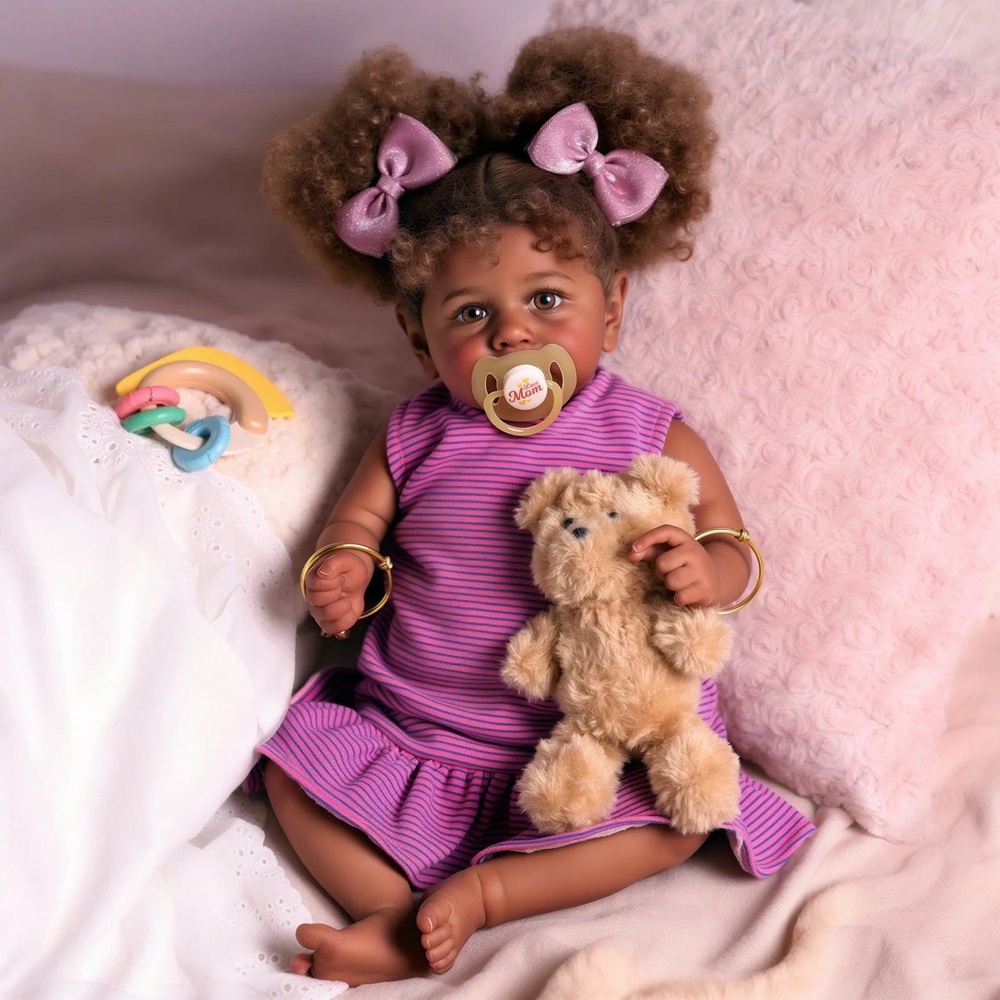 20 Inch Reborn Baby Dolls African American Black Lifelike Soft Body Realistic Newborn Baby Dolls Real Life Baby Dolls Gift for Kids Age 3+