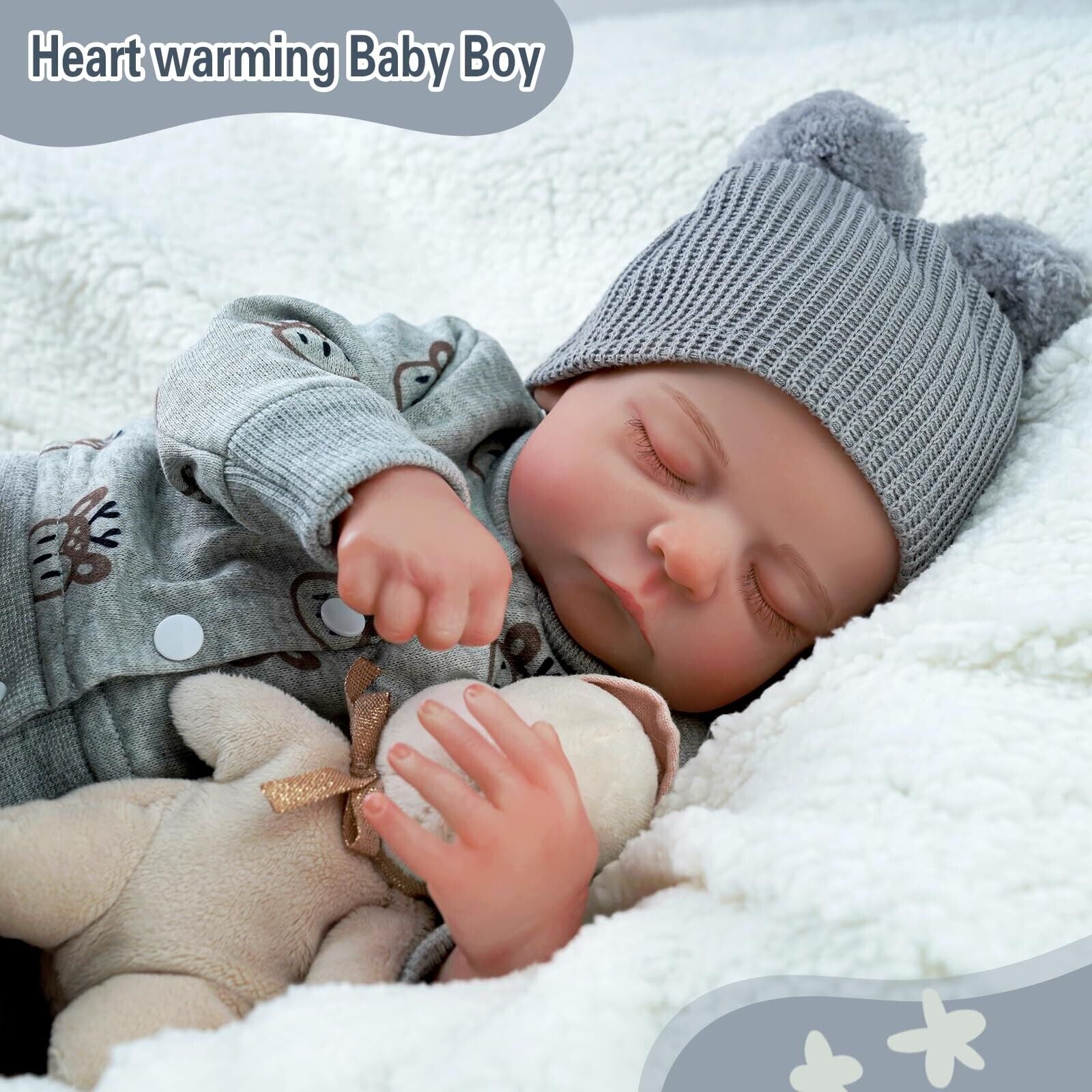 Lifelike Reborn Baby Dolls Boy - 17-Inch Soft Body Realistic-Newb