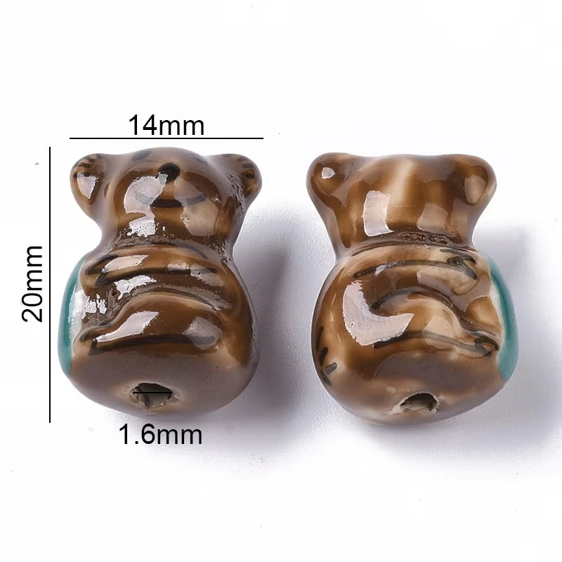 2-5PCS Handmade Porcelain Beads Famille Rose Style Monkey Camel for Jewelry Making Colorful Bead Ceramic Beads