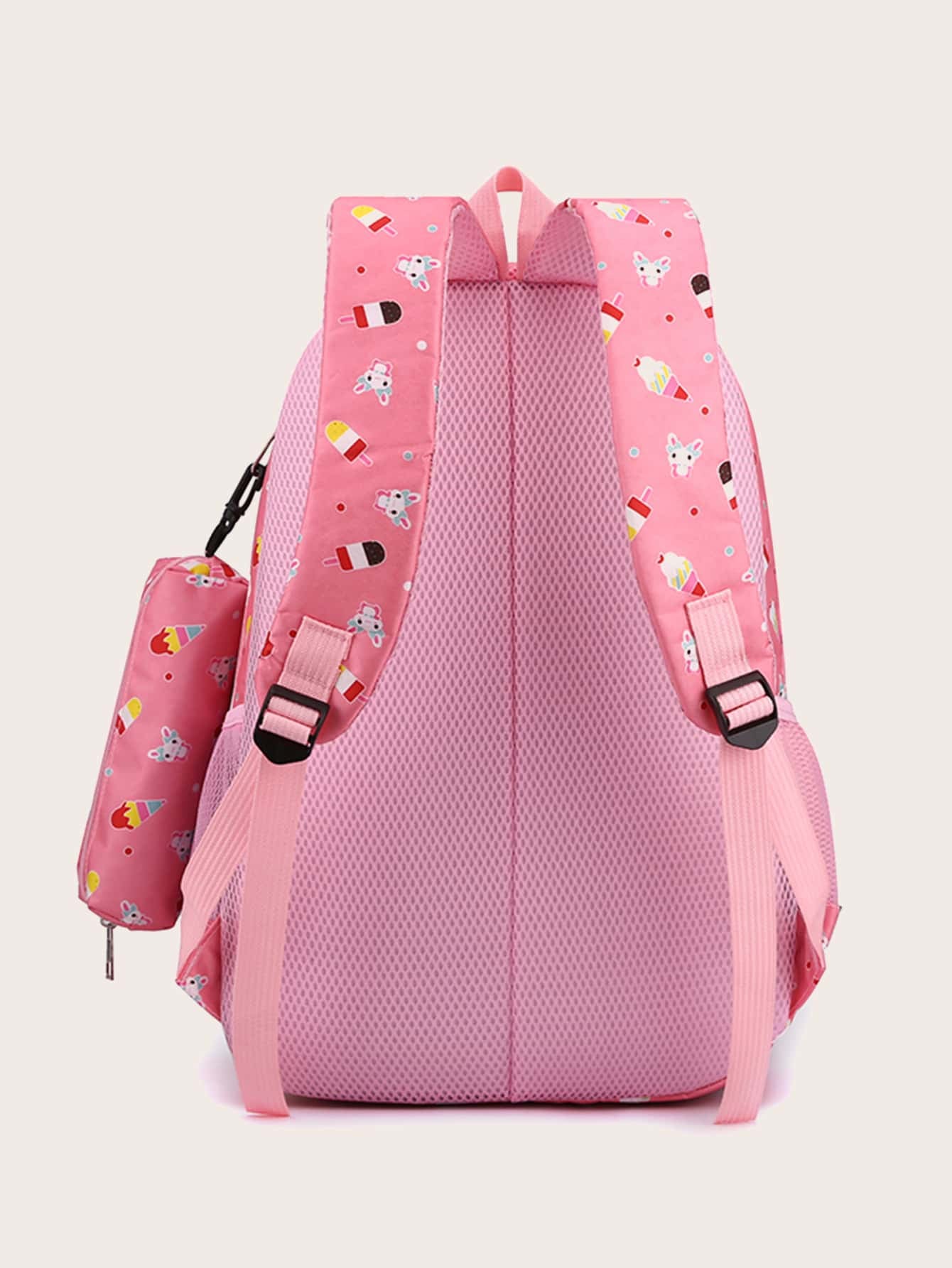 3Pcs Ice Cream Pattern Fashionable Backpack with Shoulder Bag and Coin Purse